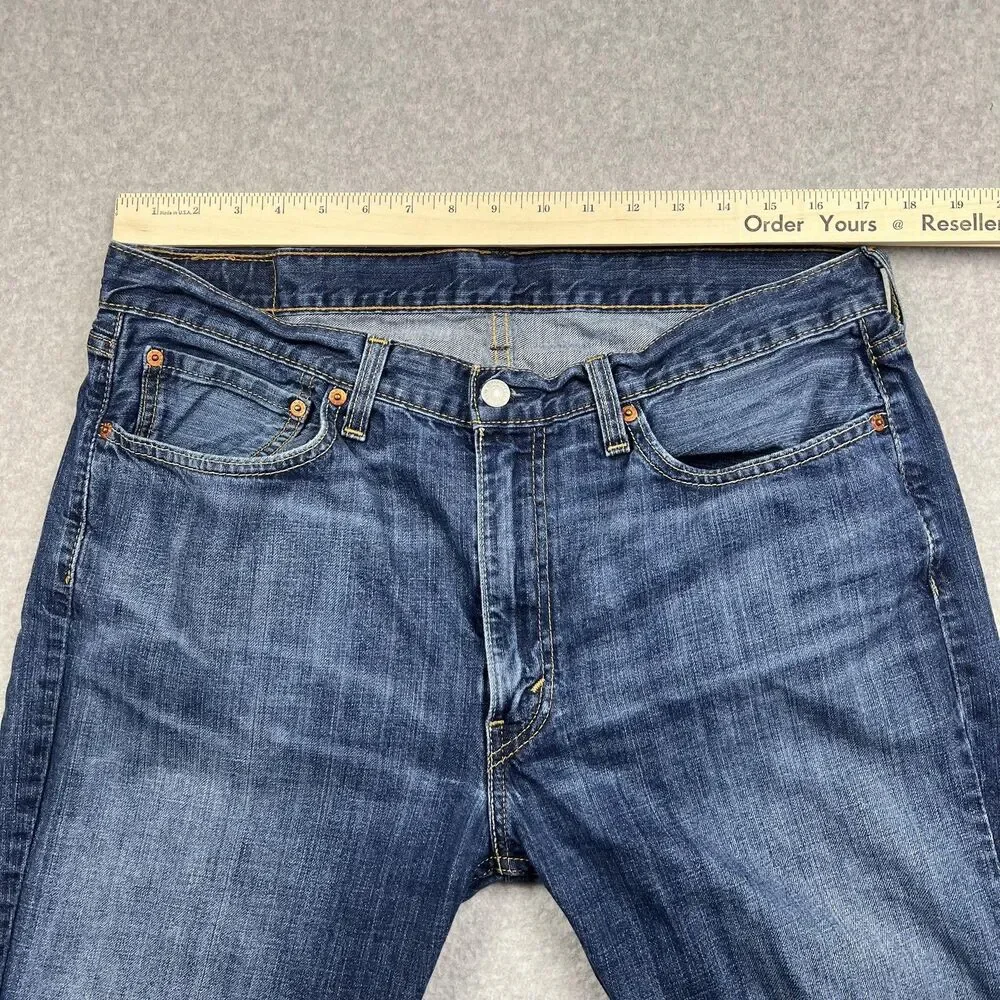 Levi's 514 Mens 36x34 Blue Medium Wash Straight Leg Jeans 100% Cotton Workwear